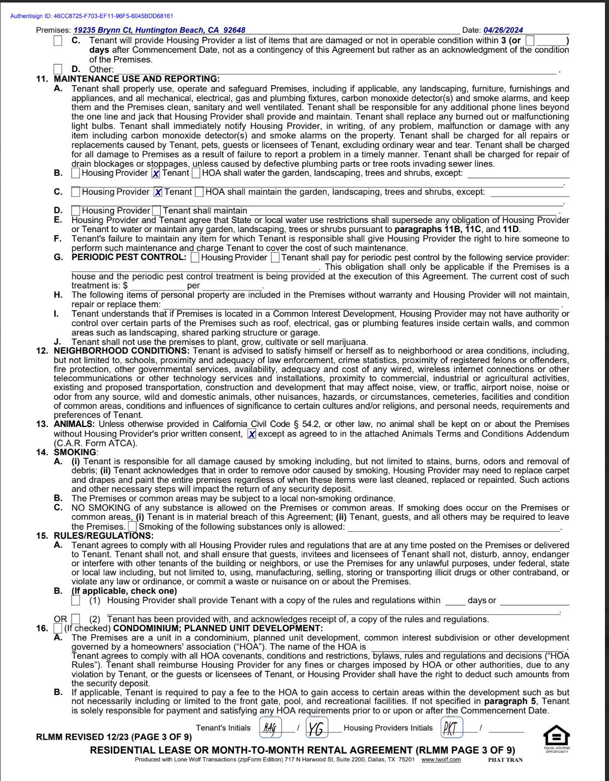 2022 Lease – Original Owner Contract Page 2