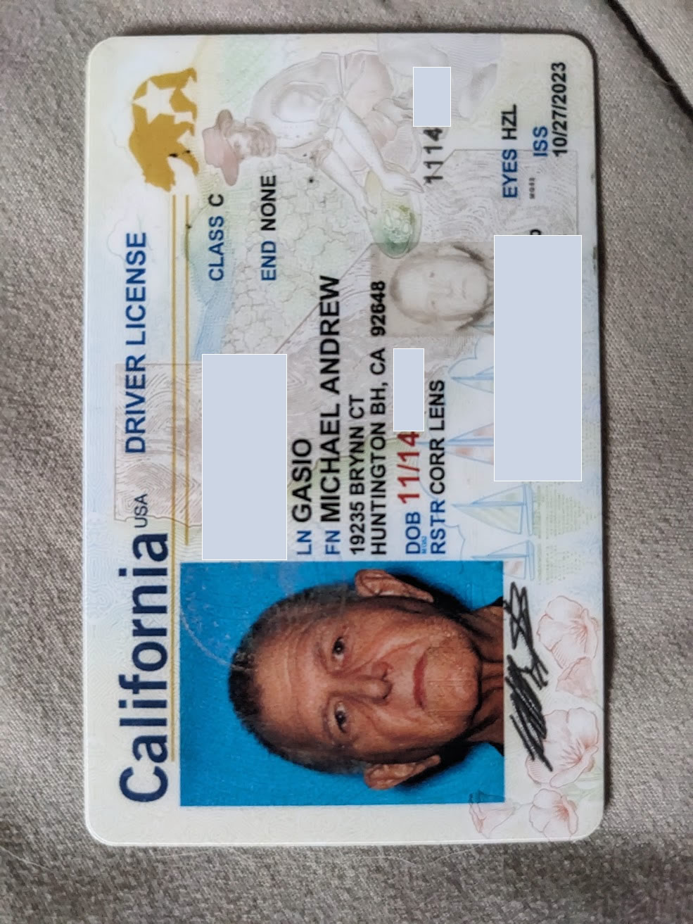 Exhibit T6 – California Driver’s License – Michael Andrew Gasio