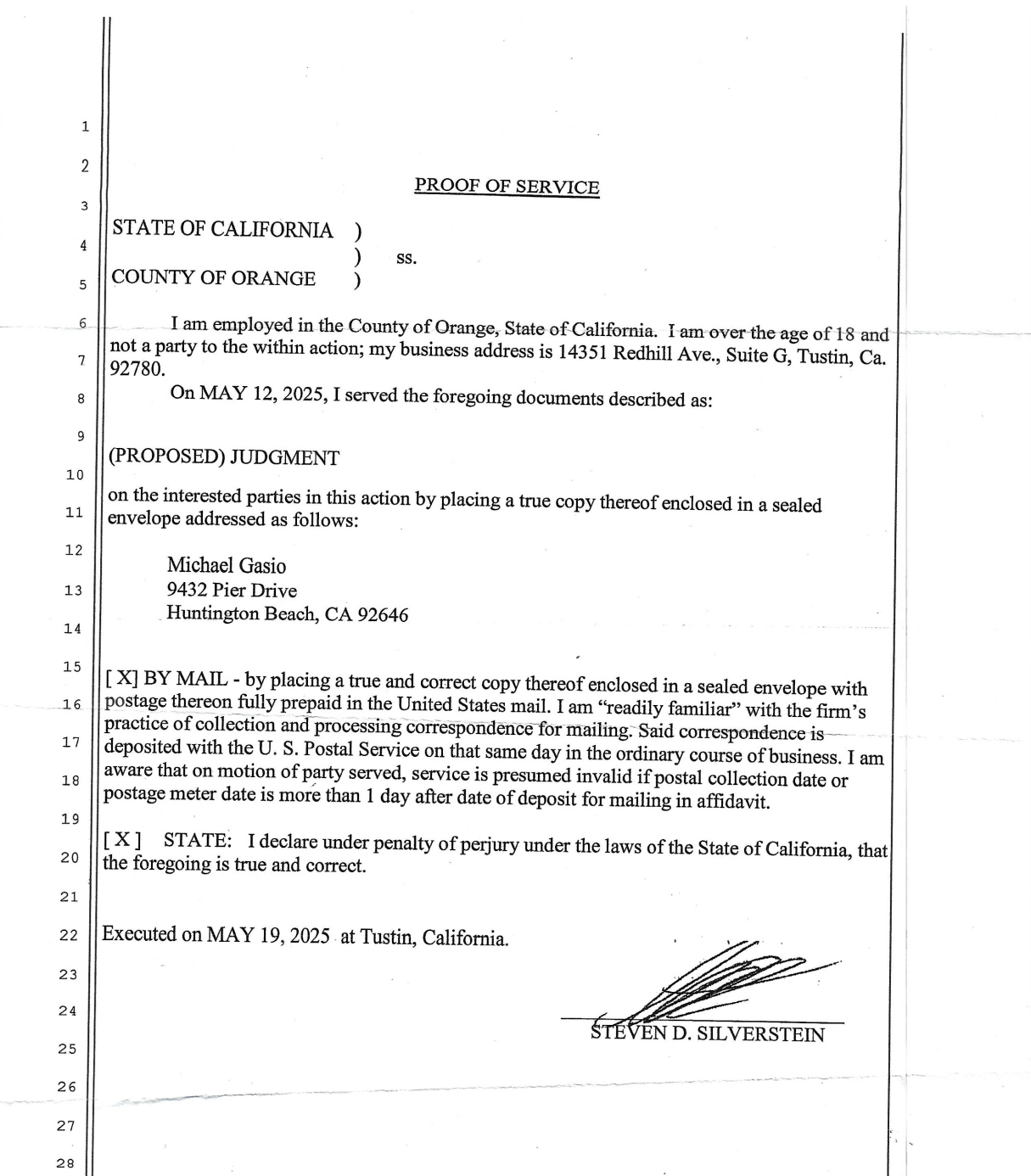 T66 — Proof of Service by Steven D. Silverstein (May 19, 2025)