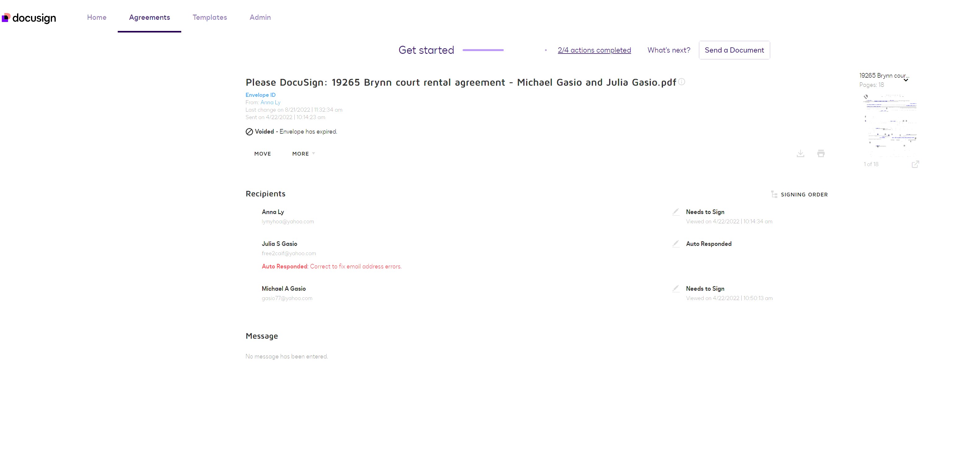 DocuSign Metadata – Auto-Response and Voided Envelope