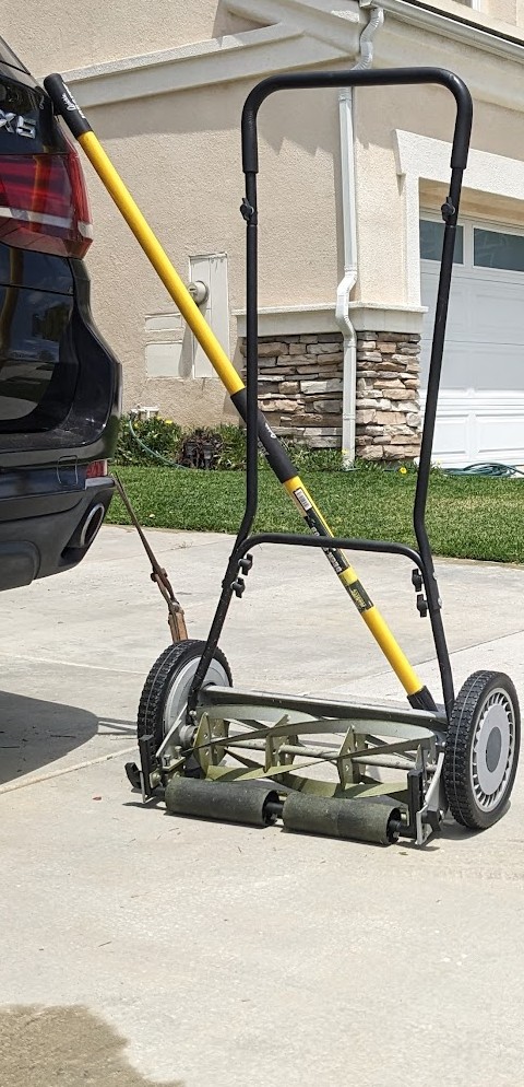 Tenant mowing with push mower