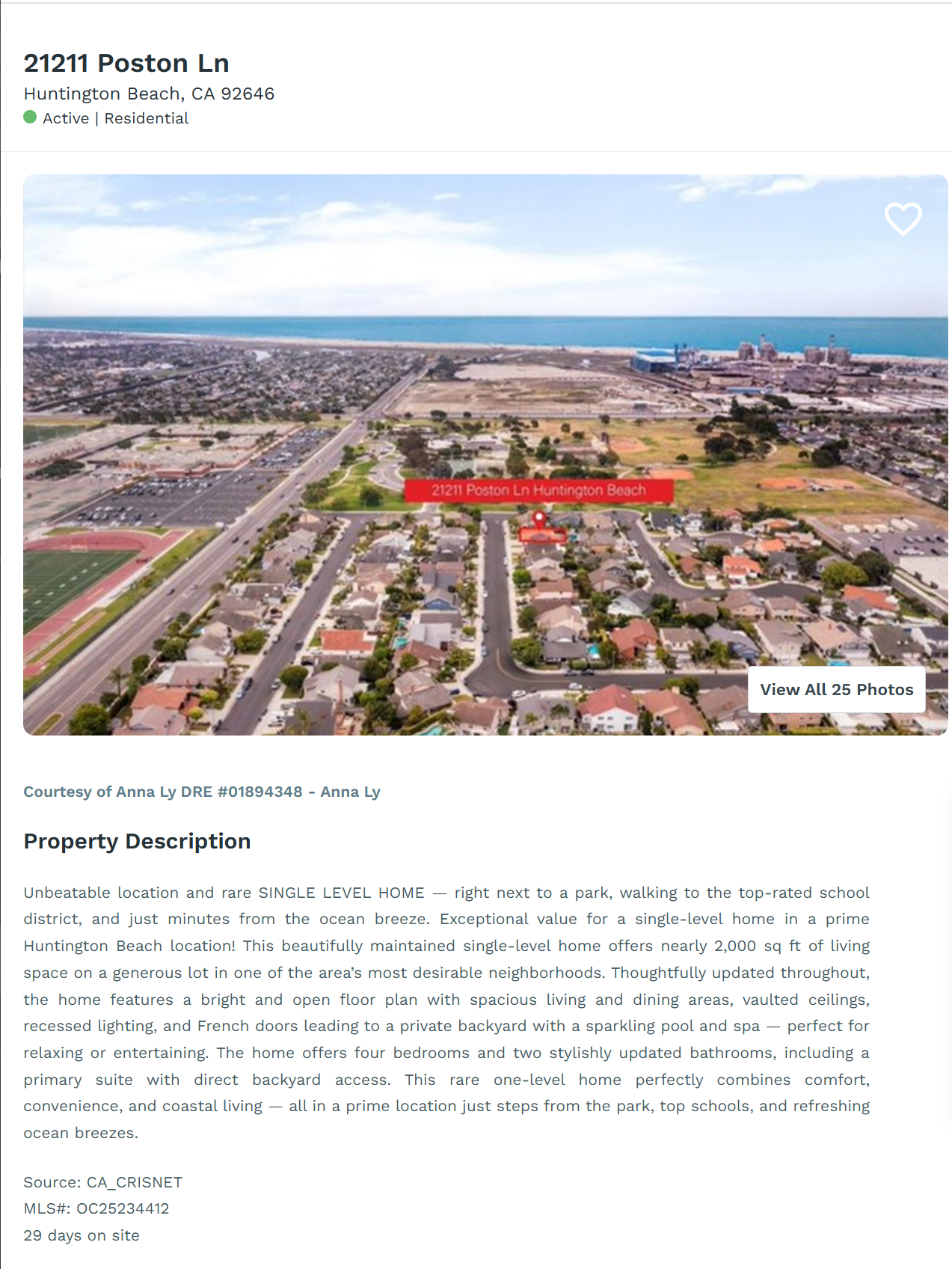 BHHS listing – 21211 Poston Ln, Huntington Beach