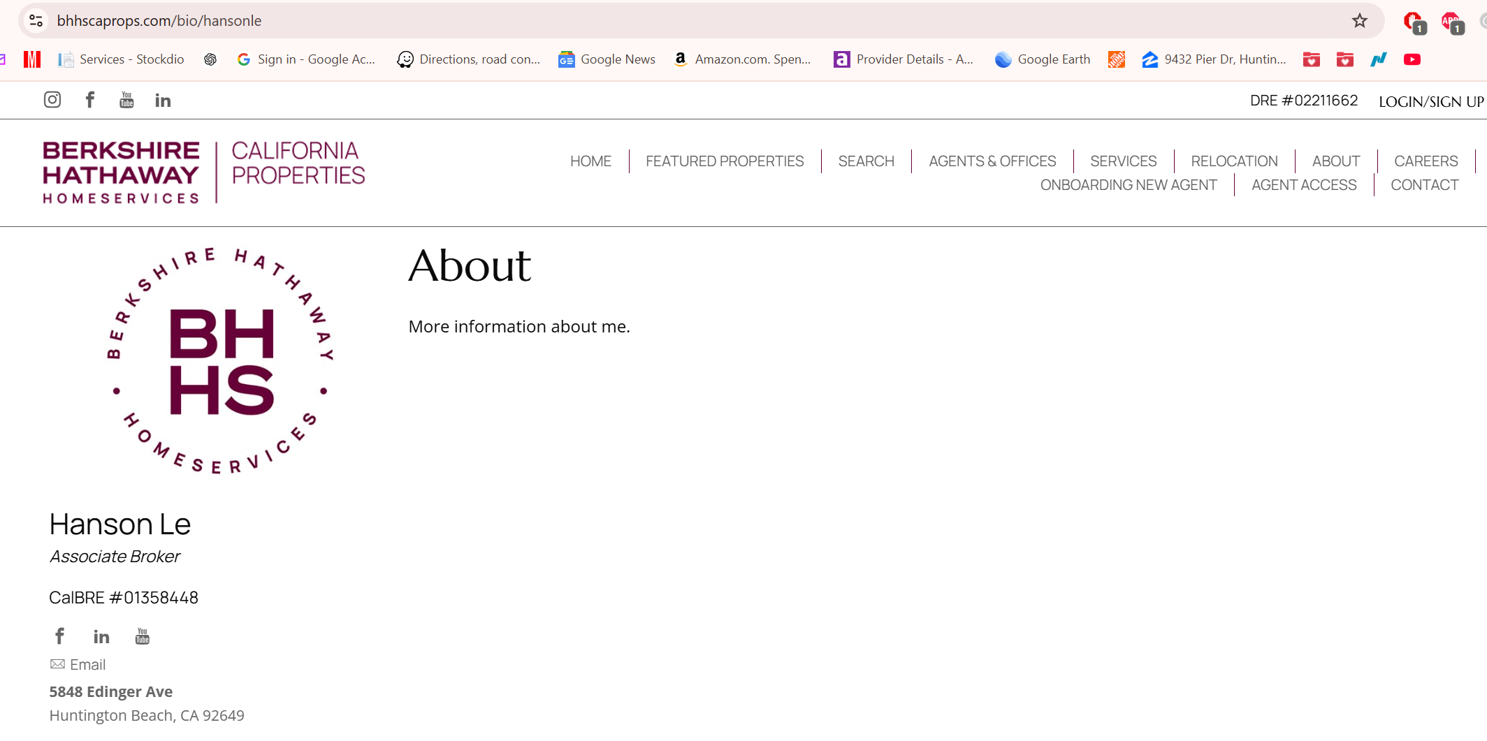 Berkshire Hathaway HomeServices Hanson Le Bio Page