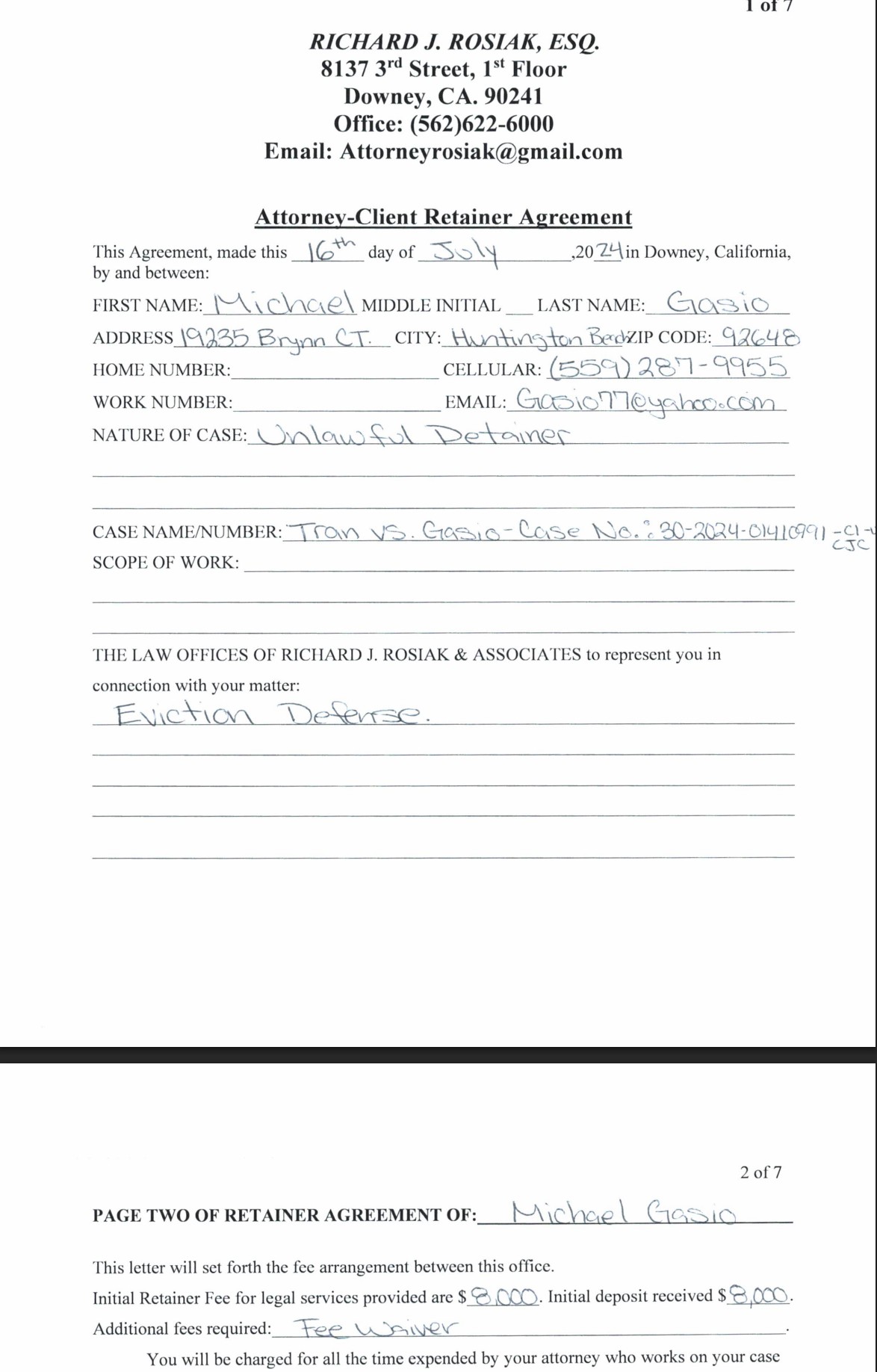 Attorney Retainer Agreement